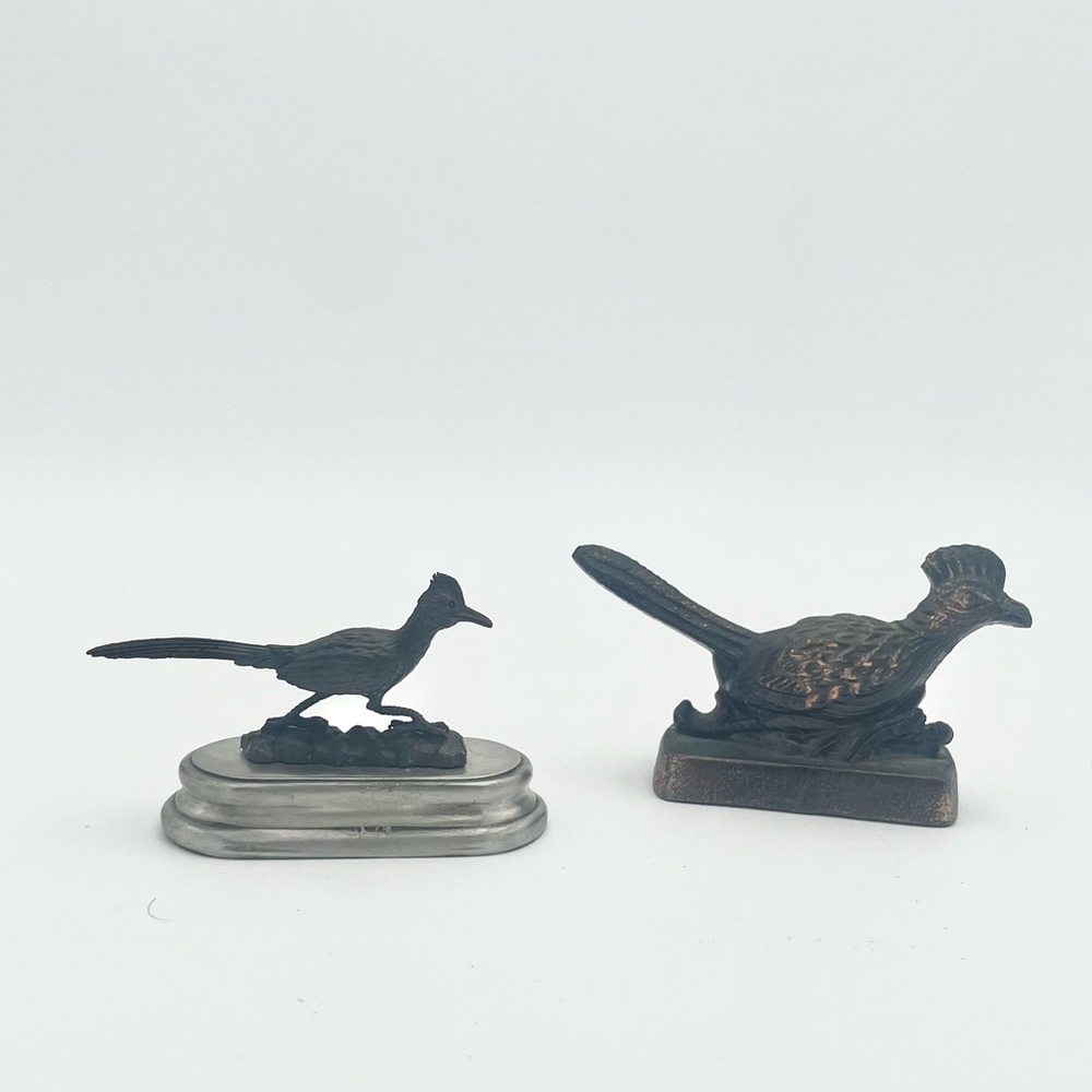 Set Of 2 Brass Road Runner Bird Figurine Collectable Decor